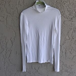 Vince White Long Sleeve Tee with High Collar